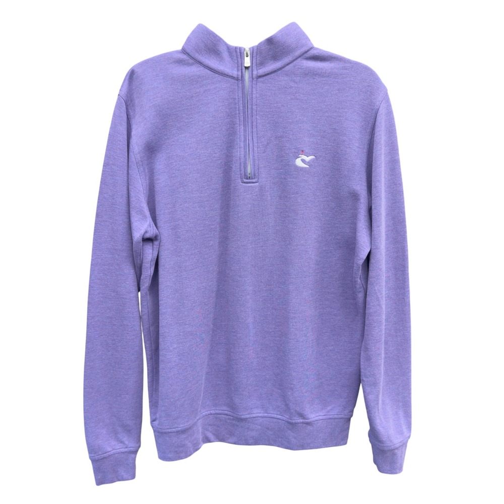 Peter Millar Mens Purple Heather Cotton Modal 1/4 Zip Pullover Caves Valley M